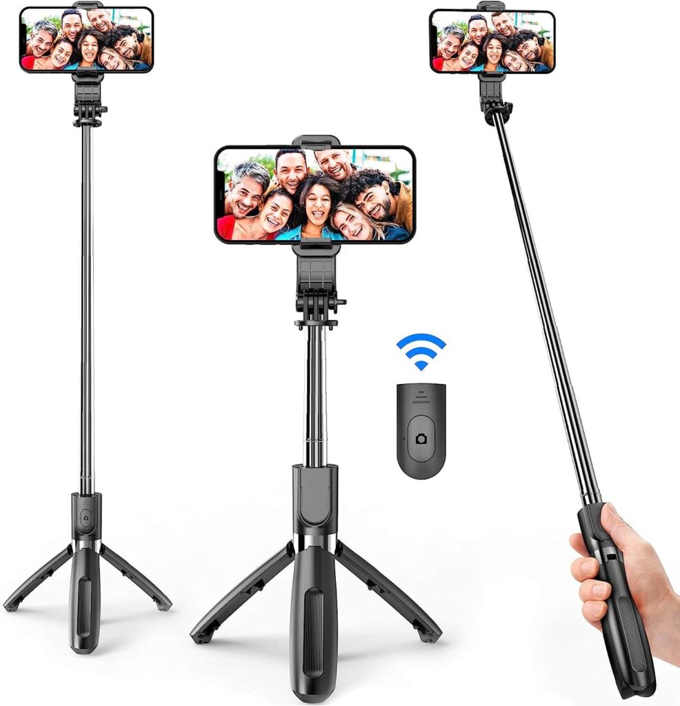 Compact, Portable, and Ready to Go| Multifunctional 3-in-1 Selfie Tripod with Wireless Remote