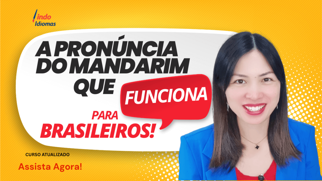 Professora Lulu ensinando pronúncia chinesa em vídeo aula.